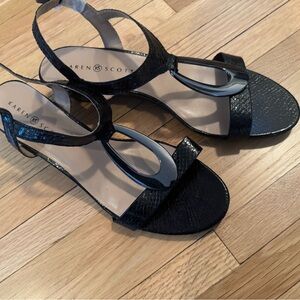 Karen Scott Black Strappy Sandals with Ankle Buckle